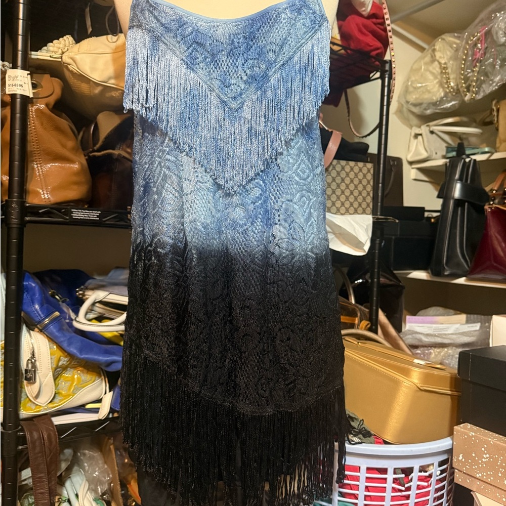 Free People Strapless Ombre Fringe Dress